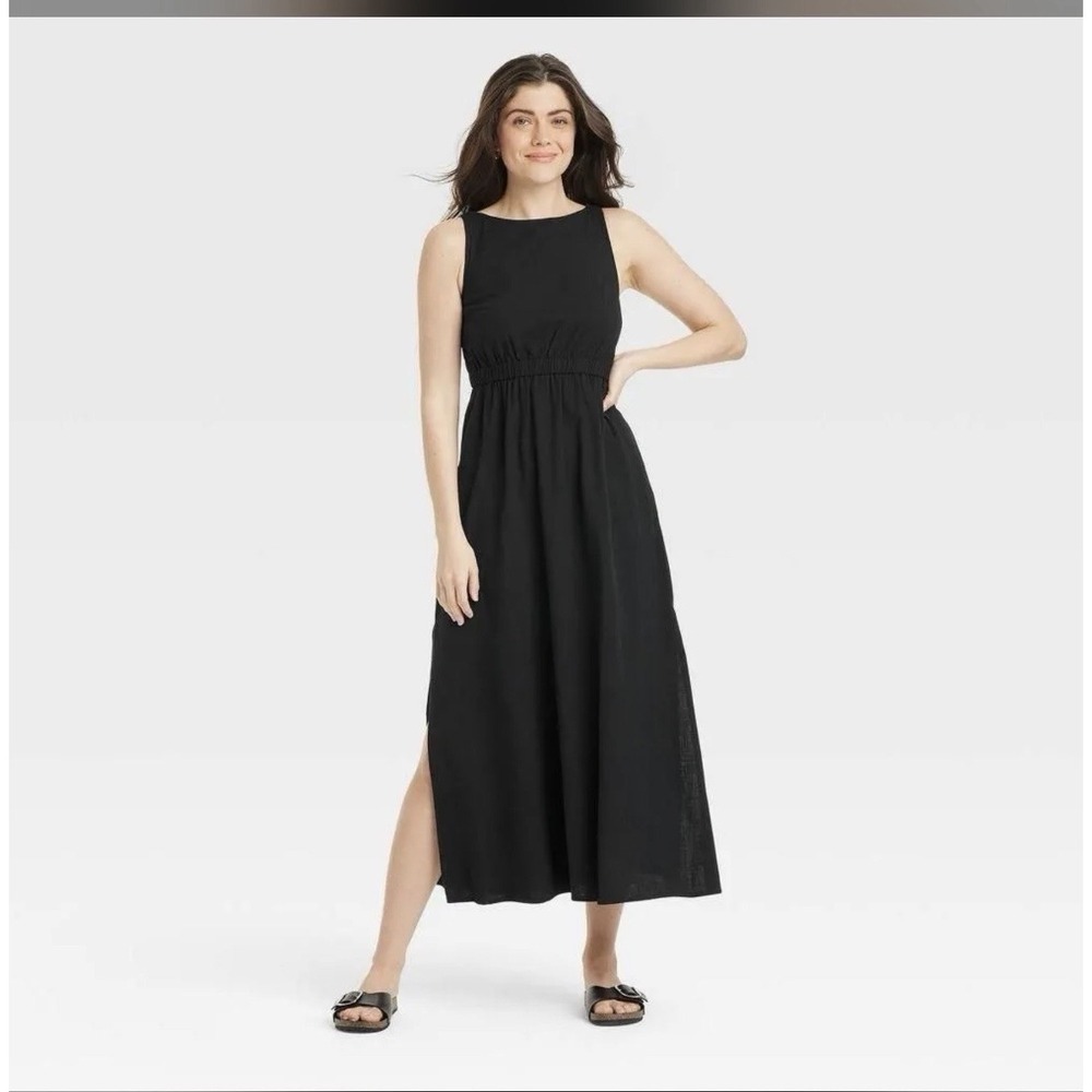 Old Navy Sleeveless Maxi Swing Dress Black Women's S Minimalist Old Money
